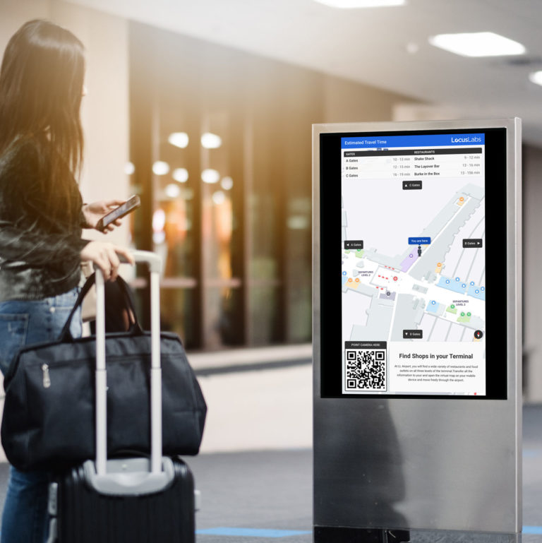 Atrius Personal Wayfinder in use at an airport