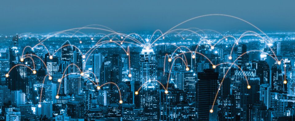 Modern city connected with internet of things solutions