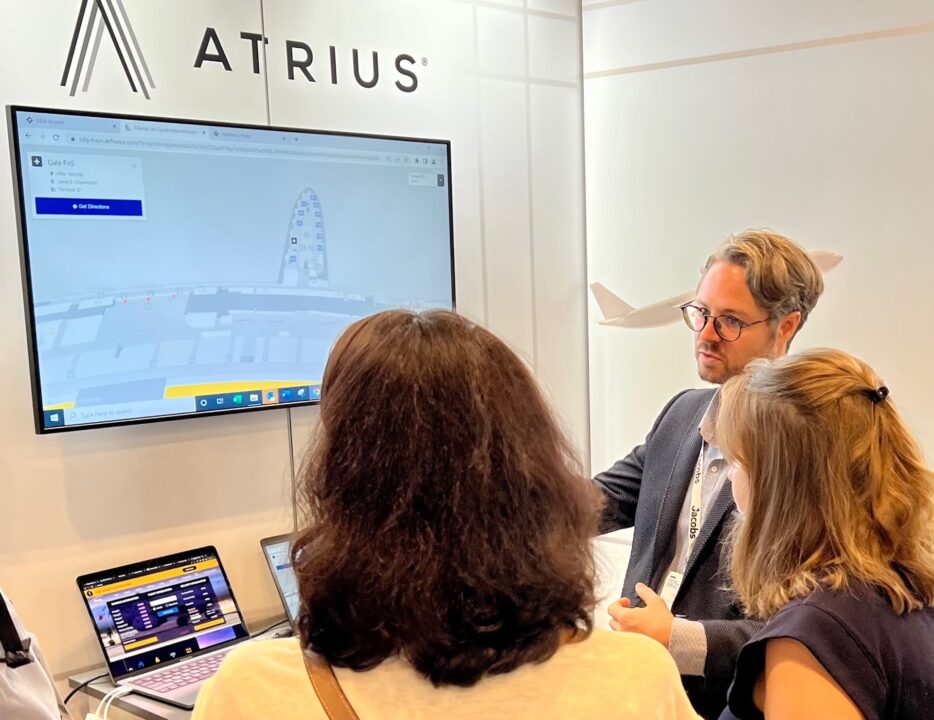 Olivier Vidal presenting Atrius Indoor Mapping Software at Passenger Terminal Expo 2022