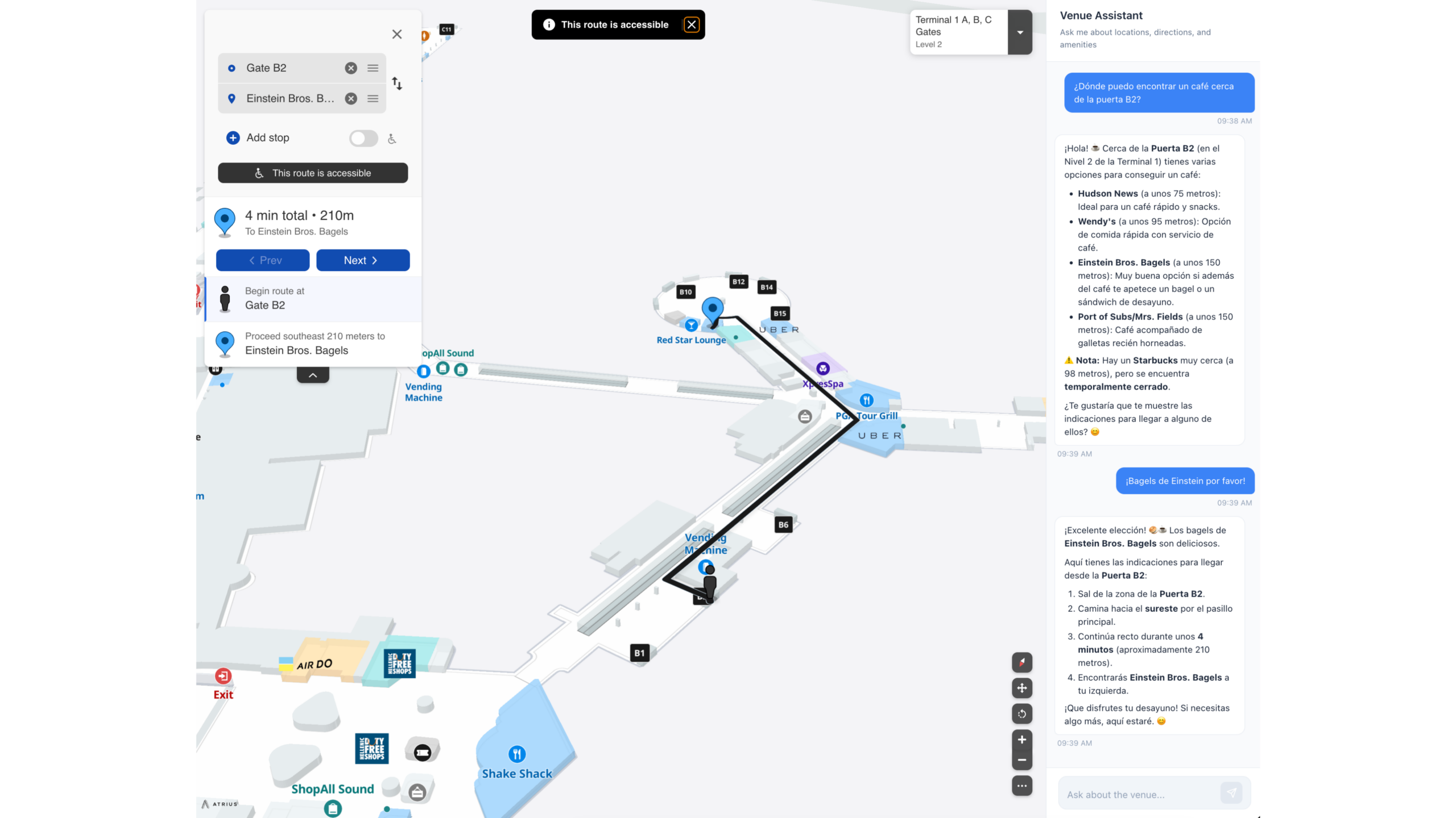 Image of AI Map Assistant showing how it can adapt to different languages.