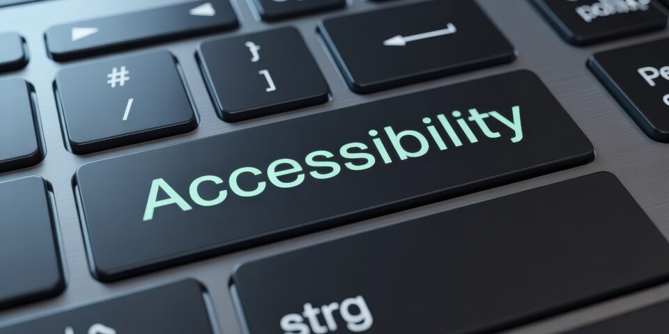 Computer Keyboard with the word Accessibility printed on one of the key caps