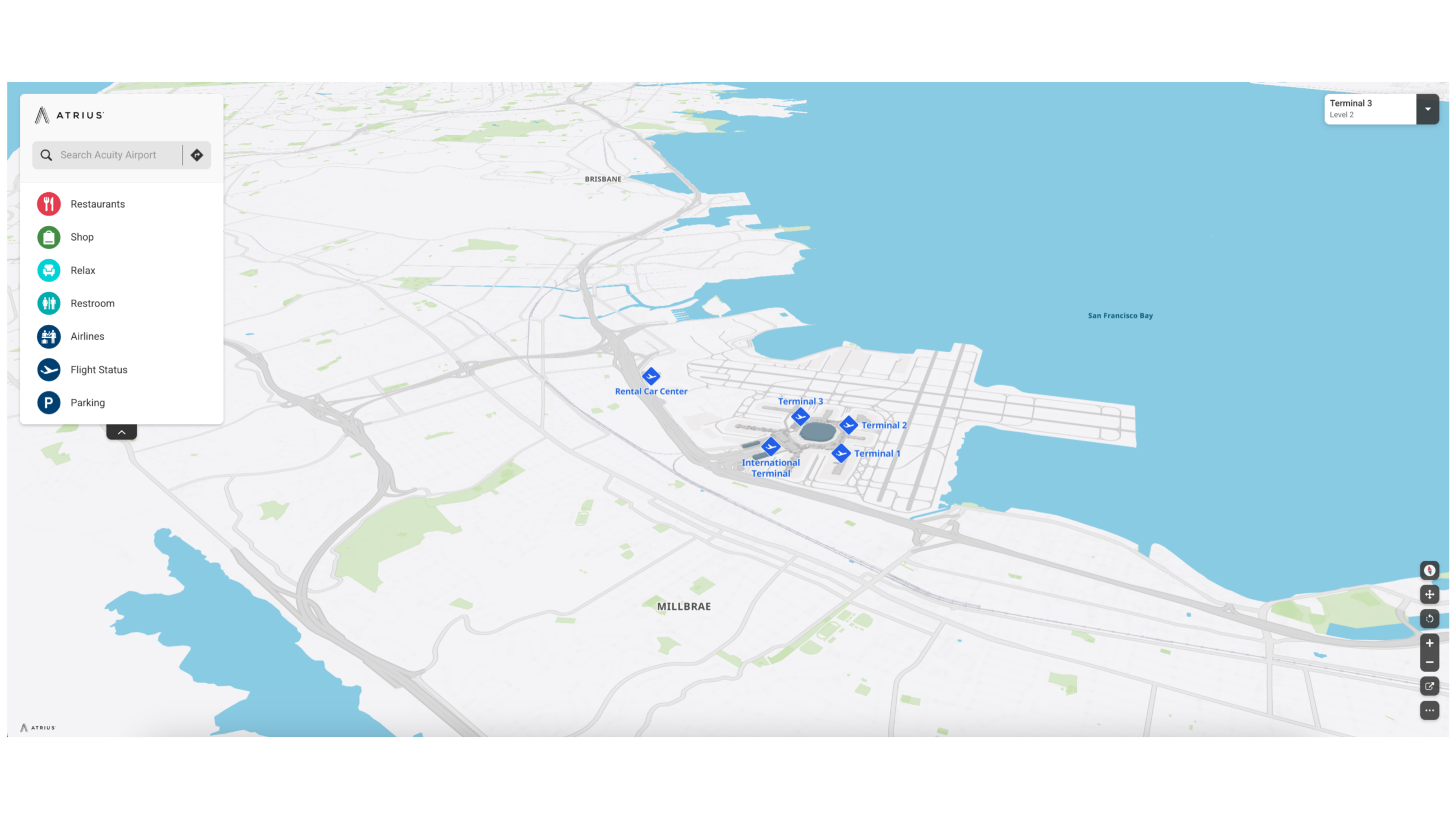 Screenshot of Atrius Wayfinder World View Feature